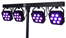 Stage Lighting LED Par Bar Set with Stand, Remote, Foot Controller & Cases